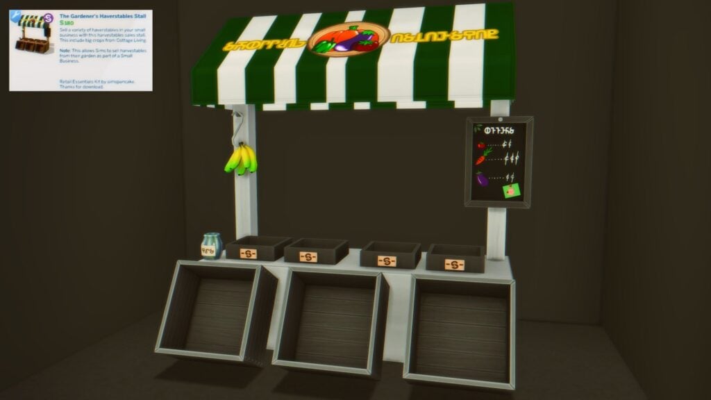 Sims 4 Retail Essentials CC Set Harvestable Stall

