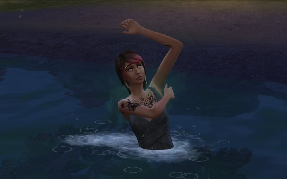 Natural Living Skill in The Sims 4 Enchanted by Nature 7 Sim bathing in a pond