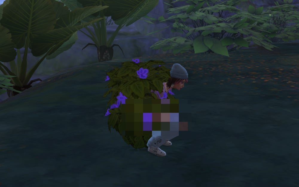 Natural Living Skill in The Sims 4 Enchanted by Nature 6 Sim peeing in a bush