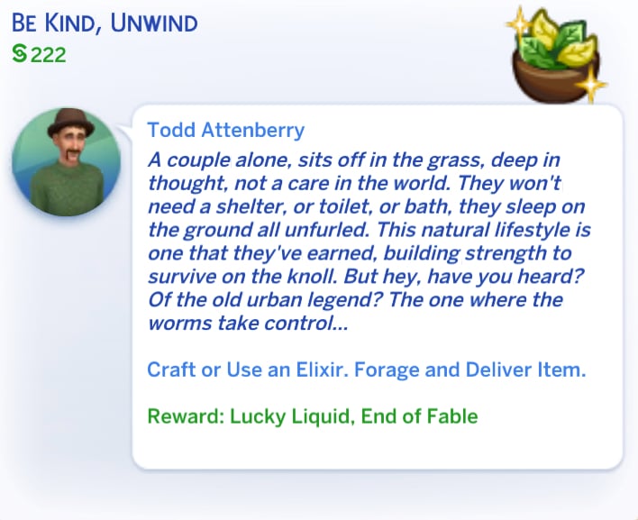 Spinning a Tale: Guide to Fables in The Sims 4 Enchanted by Nature 13 Be Kind, Unwind Fable