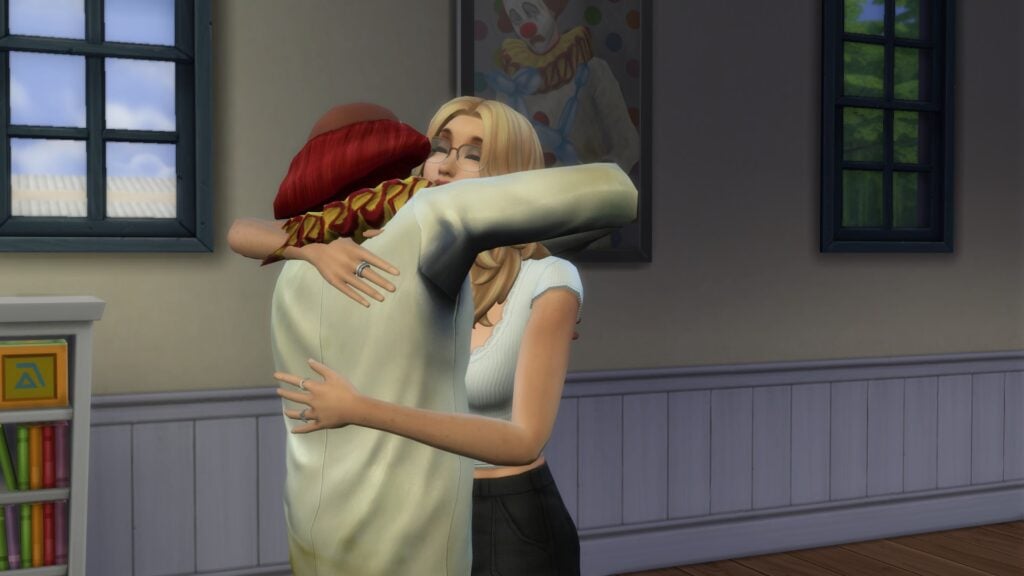 Lilsimsie's The Sims 4 Bingo Challenge: Setup and Rules 5 The Sims 4 Bingo Challenge: Sim Hugging a Clown