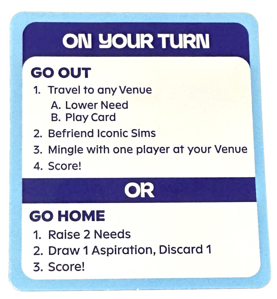 The Sims Board Game- Turn Order card