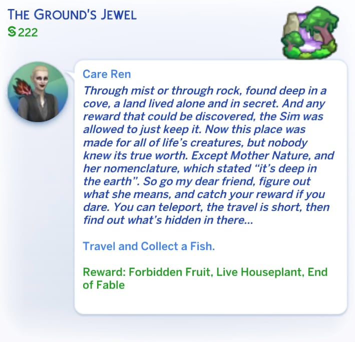 Spinning a Tale: Guide to Fables in The Sims 4 Enchanted by Nature 34 The Ground's Jewel Fable