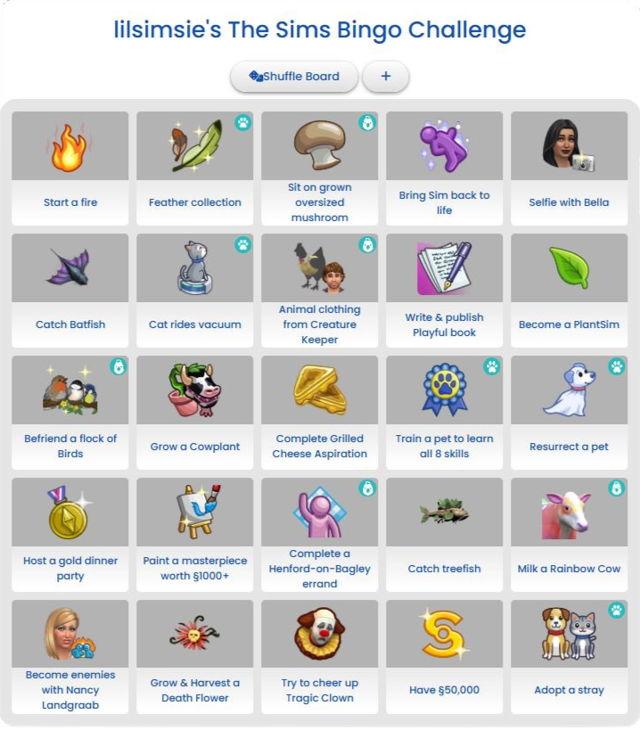 Lilsimsie's The Sims 4 Bingo Challenge: Setup and Rules 4 The Sims 4 Bingo Challenge Interface by James Turner