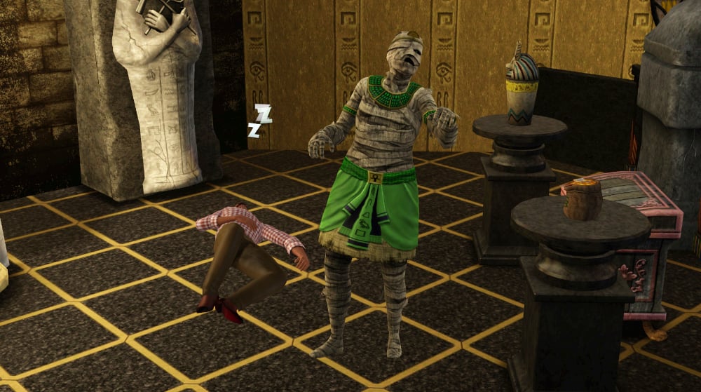 Mummy knocked out sim