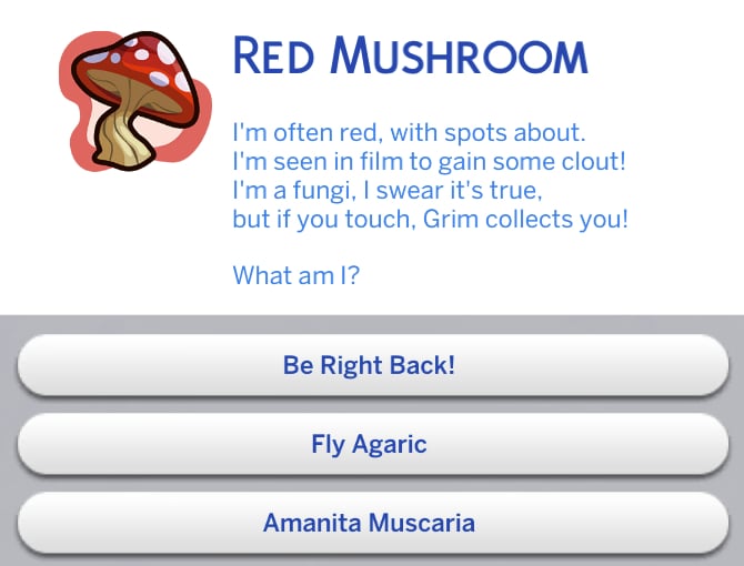 Spinning a Tale: Guide to Fables in The Sims 4 Enchanted by Nature 21 Red mushroom riddle
