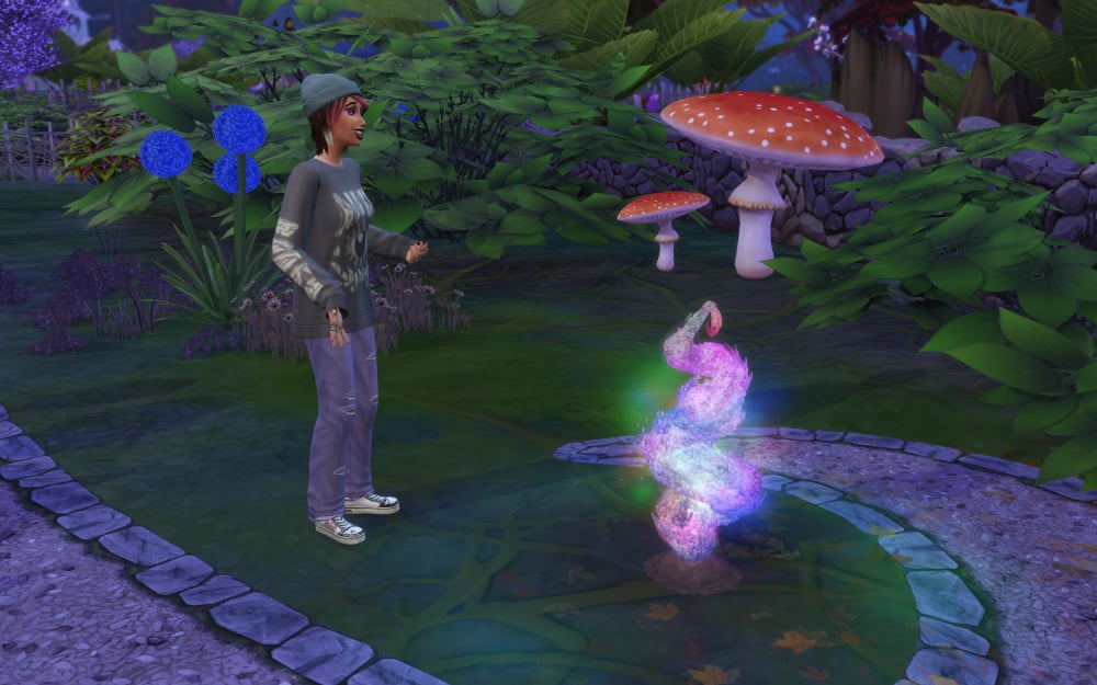 Natural Living Skill in The Sims 4 Enchanted by Nature 8 Sim talking to a plant