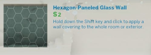 The Sims 4 Glass Walls Build Tips: Through the Simming Glass 11 UI of each wall pattern, hexagon-paneled glass wall