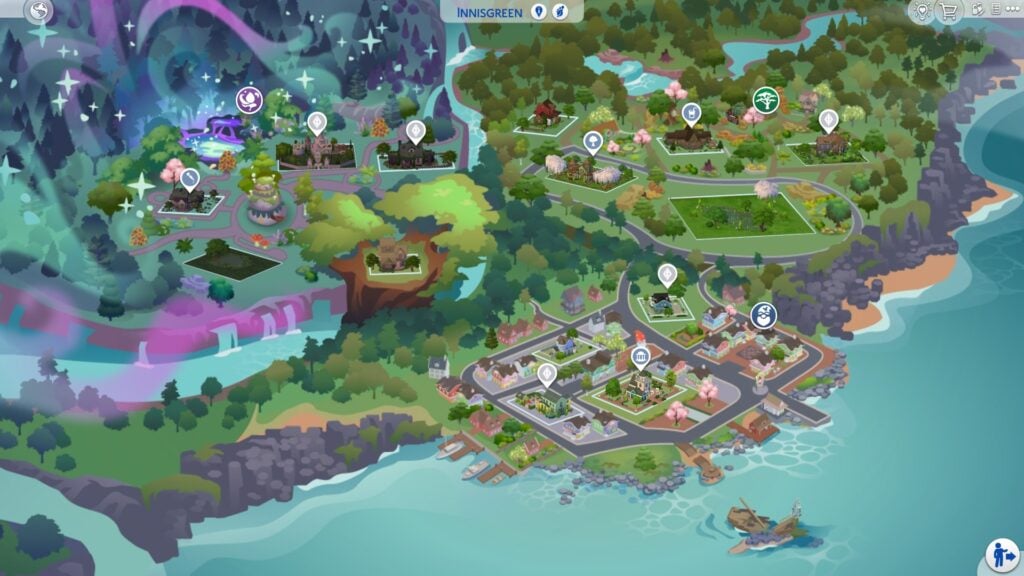 The Sims 4 Enchanted by Nature Innisgreen World Overviw