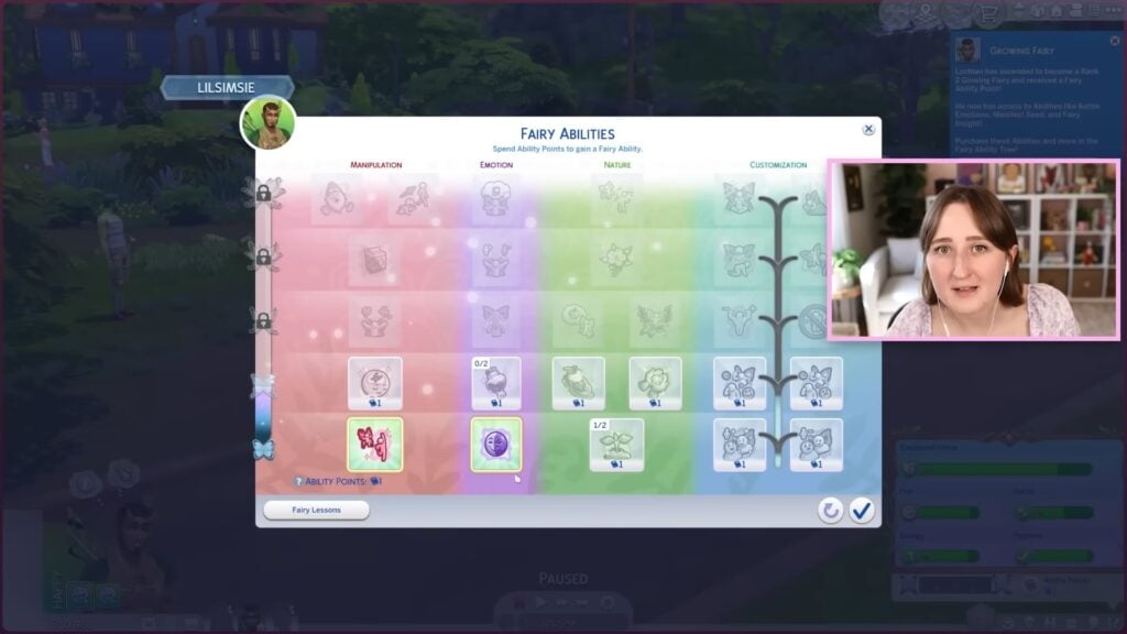 New Fairy Gameplay Details for The Sims 4 Enchanted by Nature 8 fairy abilities panel