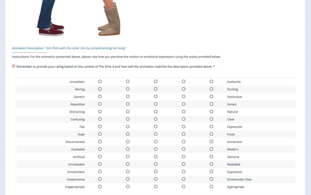 the sims 4 animations survey questionarre