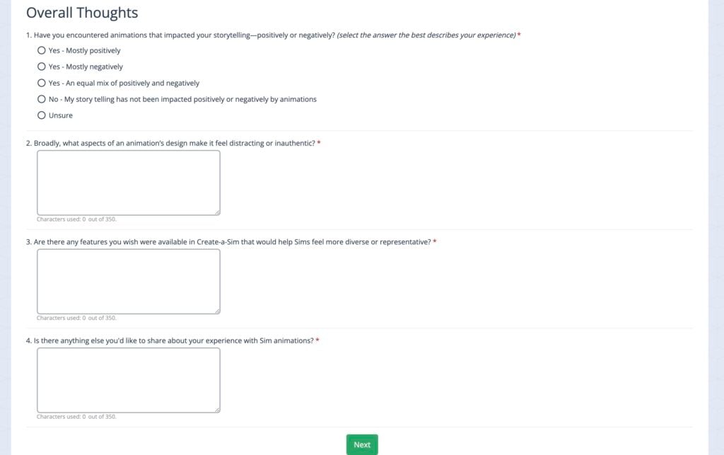 the sims 4 animations survey thoughts