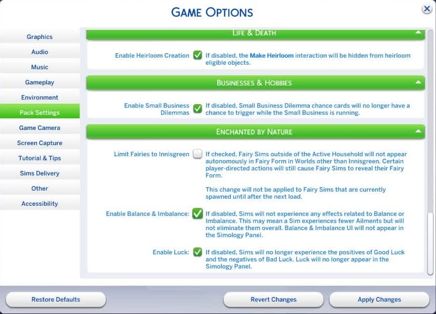 Apothecary in The Sims Medieval 3, Enchanted by Luck Game Options