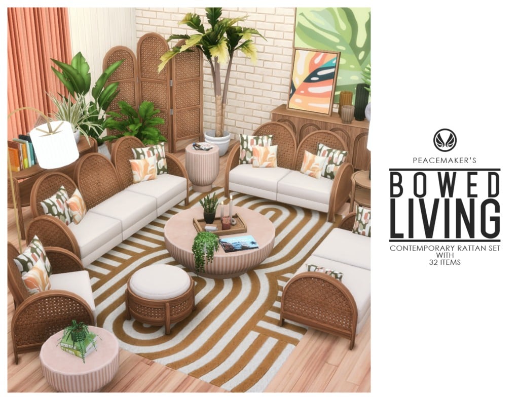 Your Ultimate Collection of The Sims 4 Living Room CC (40 Sets) 69 bowed living 1