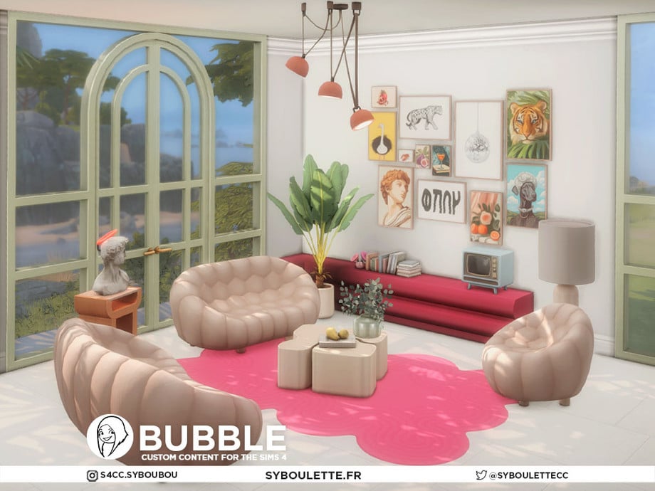 Your Ultimate Collection of The Sims 4 Living Room CC (40 Sets) 94 bubble set