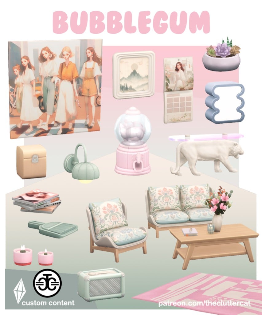 Your Ultimate Collection of The Sims 4 Living Room CC (40 Sets) 77 bubblegum 1