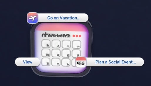 Sims 4 FutureFruit calendar widget