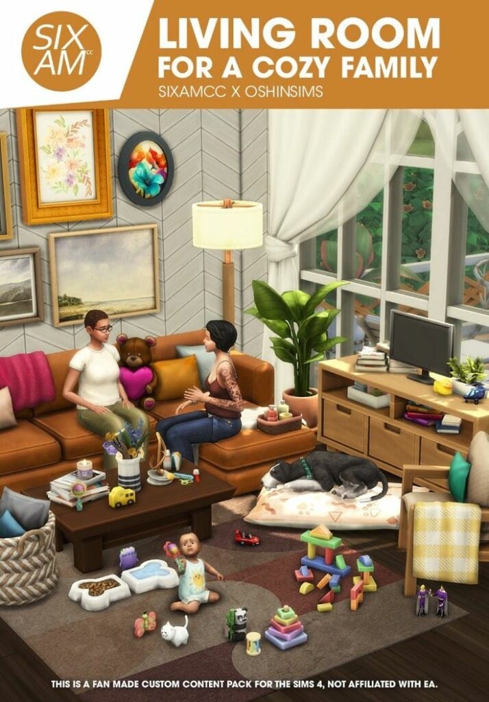 Your Ultimate Collection of The Sims 4 Living Room CC (40 Sets) 63 cosy family 1