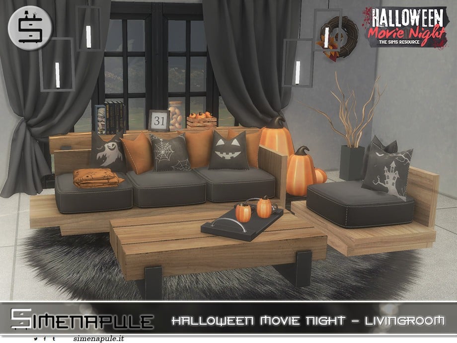 Your Ultimate Collection of The Sims 4 Living Room CC (40 Sets) 67 halloween