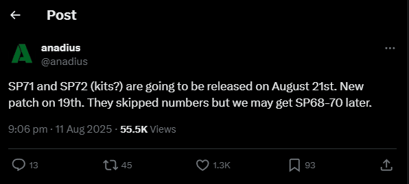 Screenshot of post from Anadius covering The Sims 4 leak.