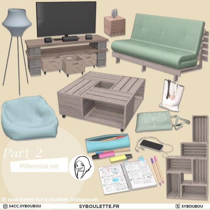Your Ultimate Collection of The Sims 4 Living Room CC (40 Sets) 20 milennial