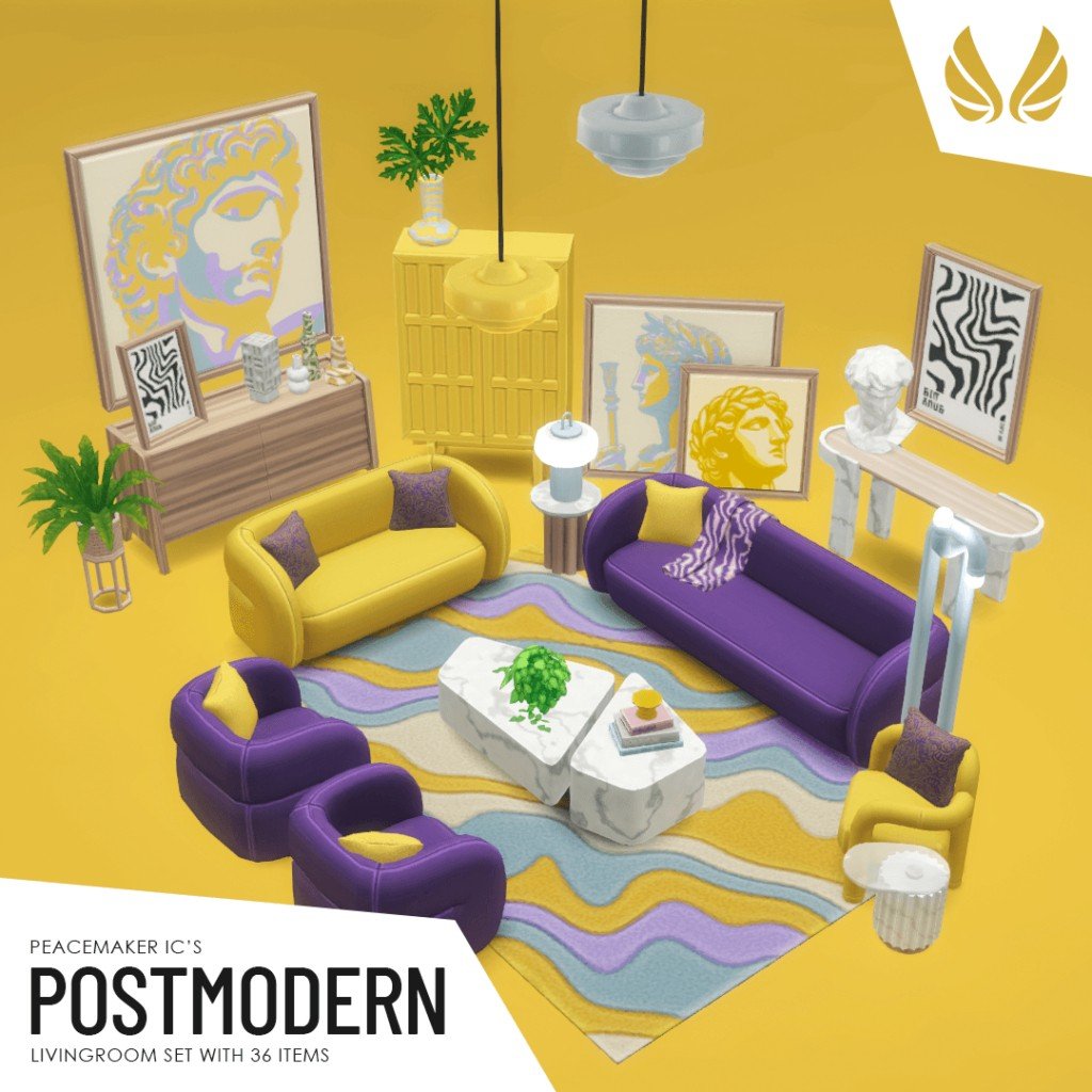Your Ultimate Collection of The Sims 4 Living Room CC (40 Sets) 71 postmodern