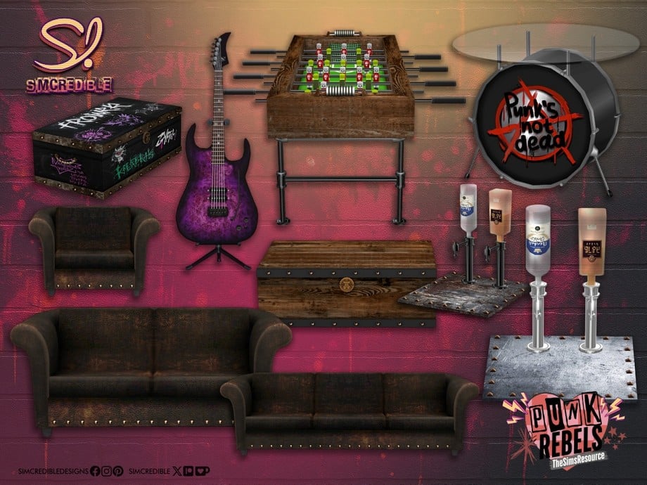 Your Ultimate Collection of The Sims 4 Living Room CC (40 Sets) 83 punk pitstop