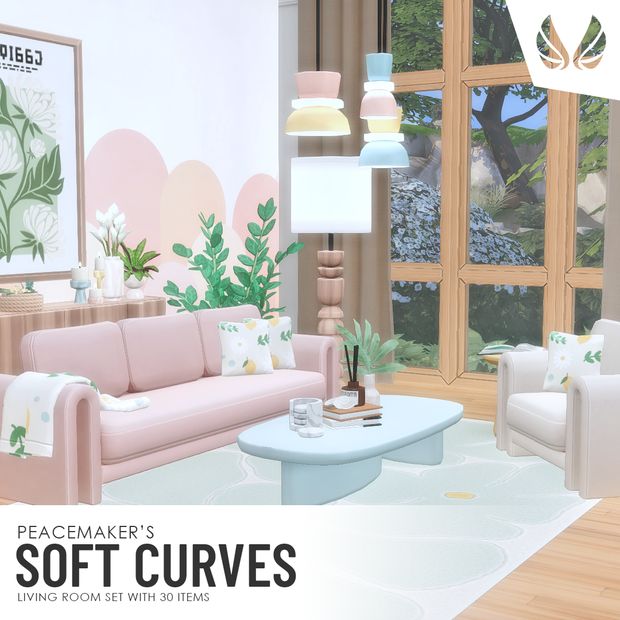 Your Ultimate Collection of The Sims 4 Living Room CC (40 Sets) 90 soft curves