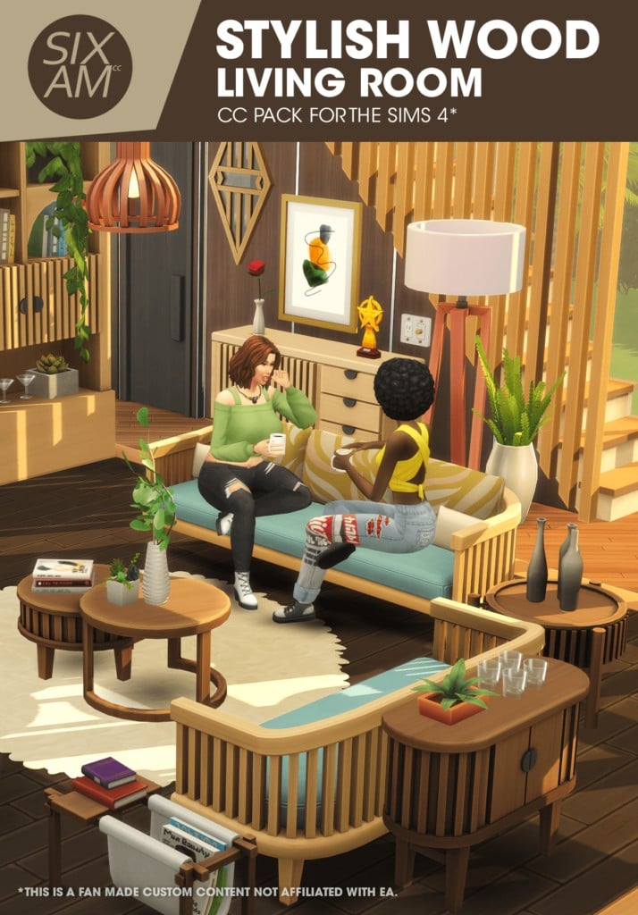 Your Ultimate Collection of The Sims 4 Living Room CC (40 Sets) 9 stylish wood