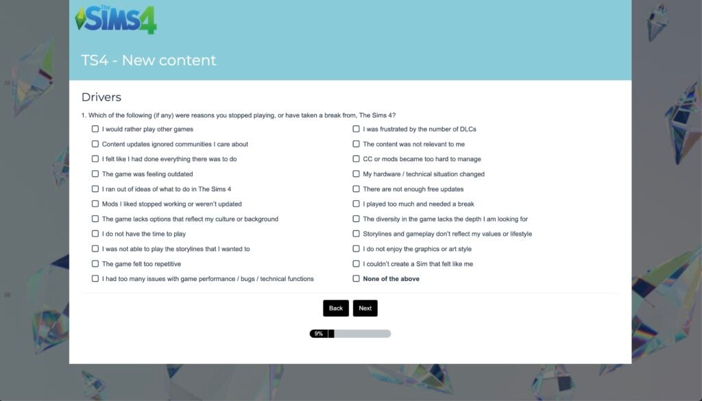 the sims 4 player survey new aug 11 4