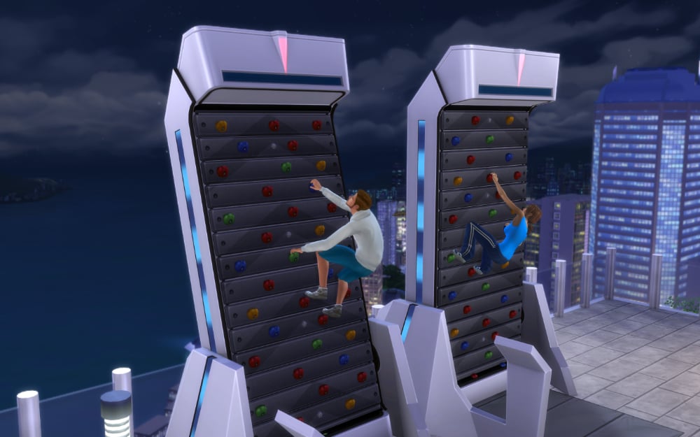 Sims climbing rock wall