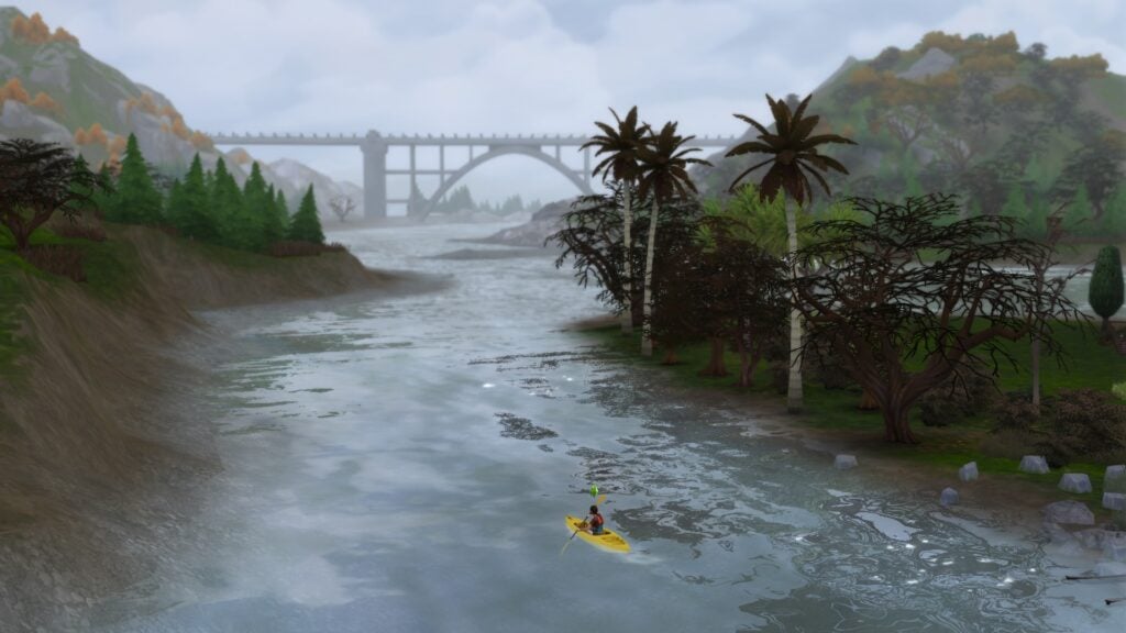 Sims 4 Kayaking, Adventure Awaits- Kayaking under bridge