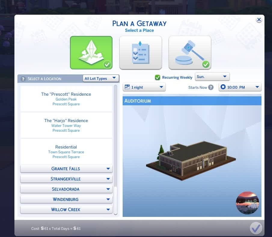 The Sims 4 Adventure Awaits and The Sims 4 High School Years Getaways, Auditorium