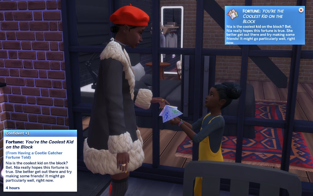 Sim getting fortune told