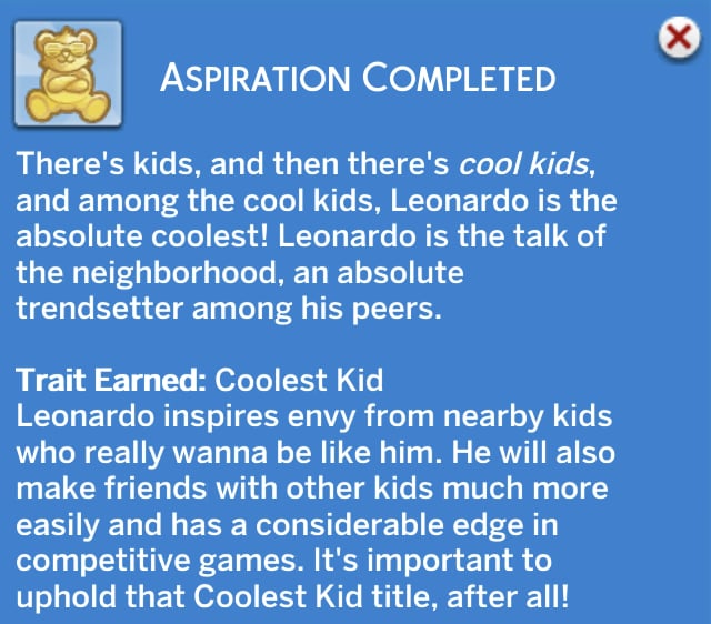 The Sims 4 Cool Kid on the Block Aspiration Guide 19 completed