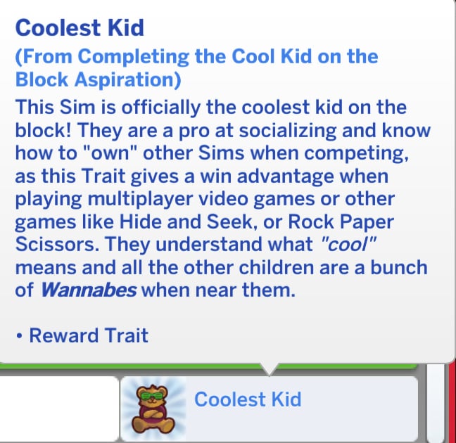 The Sims 4 Cool Kid on the Block Aspiration Guide 20 coolestkidtrait