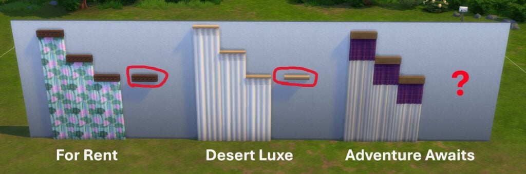 Sims 4 Adventure Awaits Bugs - missing curtain rod
