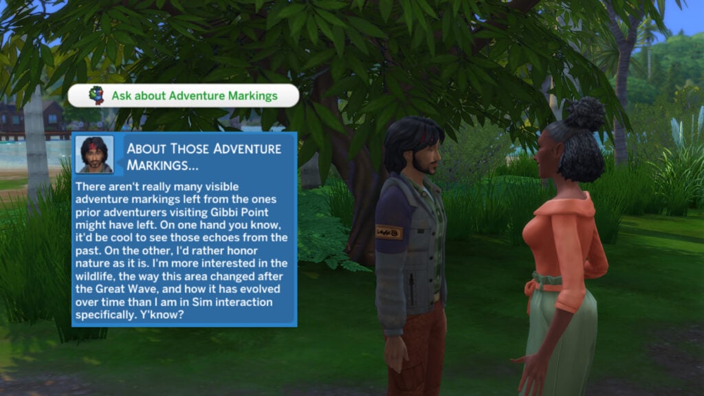 The Sims 4 Adventure Awaits: Gibbi Point Adventure Quests Guide 10 markings ask