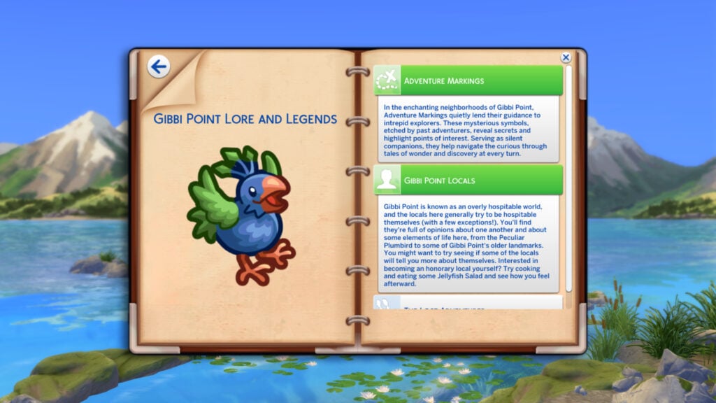 The Sims 4 Adventure Awaits: Gibbi Point Adventure Quests Guide 17 notebook