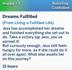 The Sims 4 Life and Death Soul's Journey- Dreams Fulfilled Moodlet