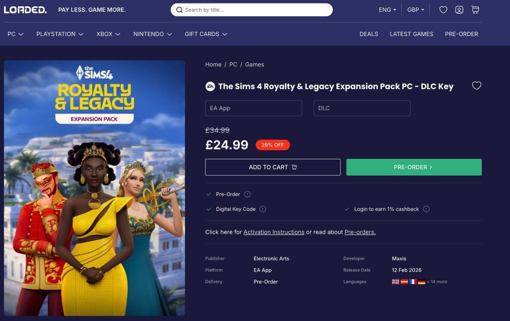 sims 4 royalty legacy bundle on key reseller