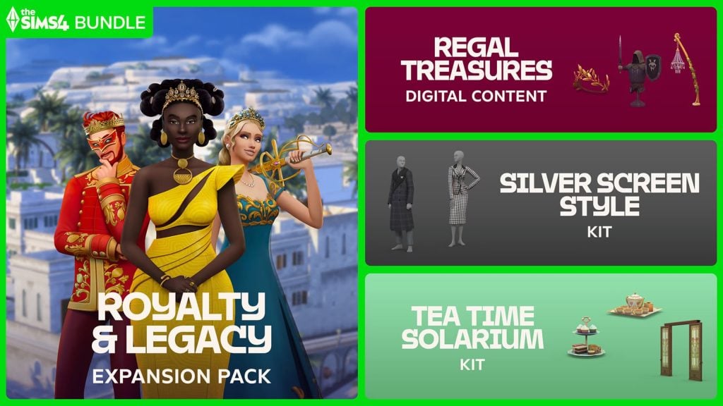 the sims 4 royalty legacy grand bundle banner