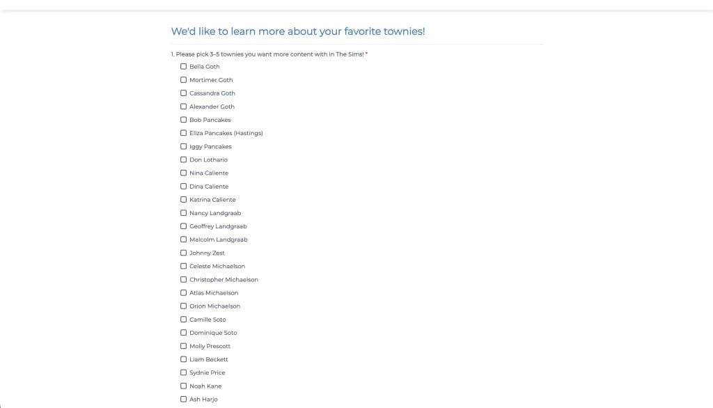 the sims 4 townies official survey 2