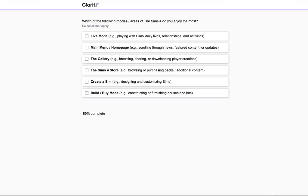 the sims survey 2026 questions about the sims 42