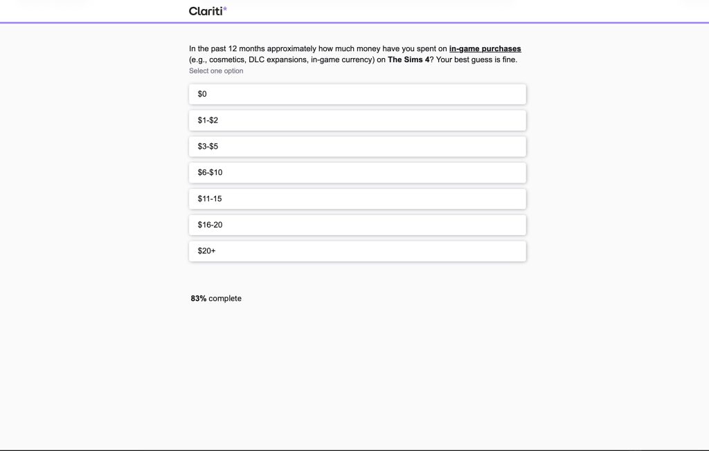 the sims survey 2026 questions about the sims 43