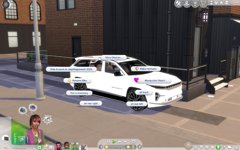 Gameplay options on car