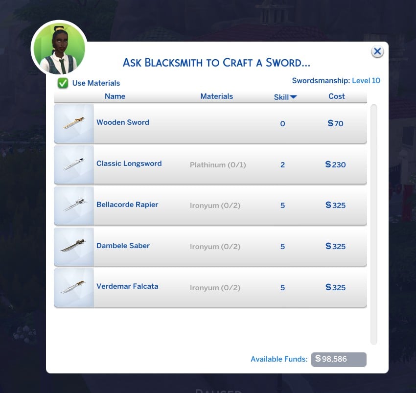 The Sims 4 Royalty & Legacy Swordsmanship Skill-Swords