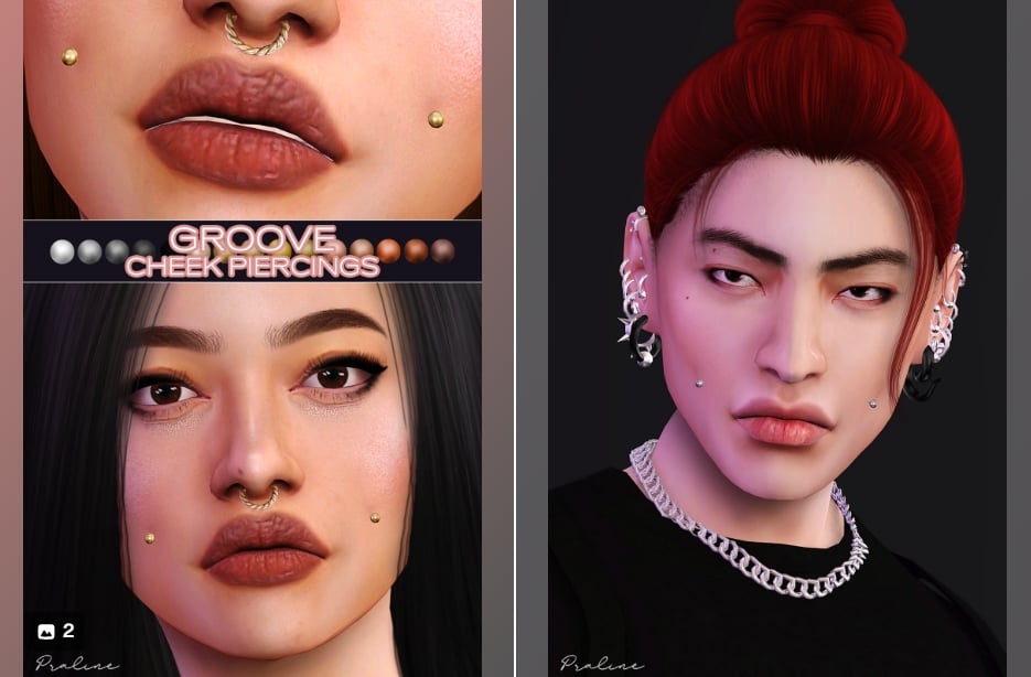 GROOVE Cheek Piercings by PralineSims