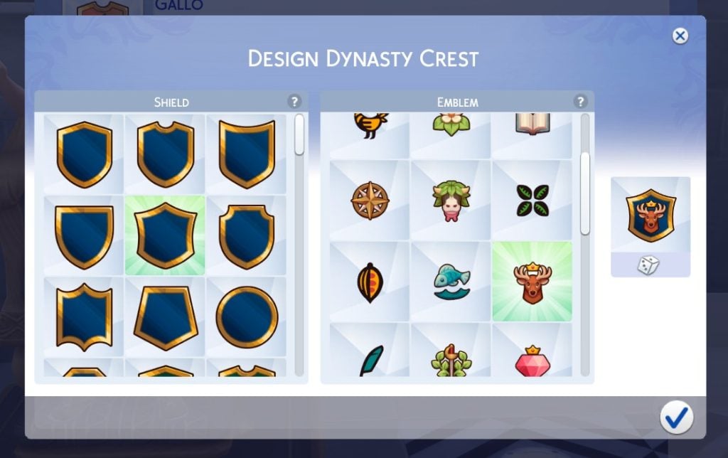 dynasties crest design UI