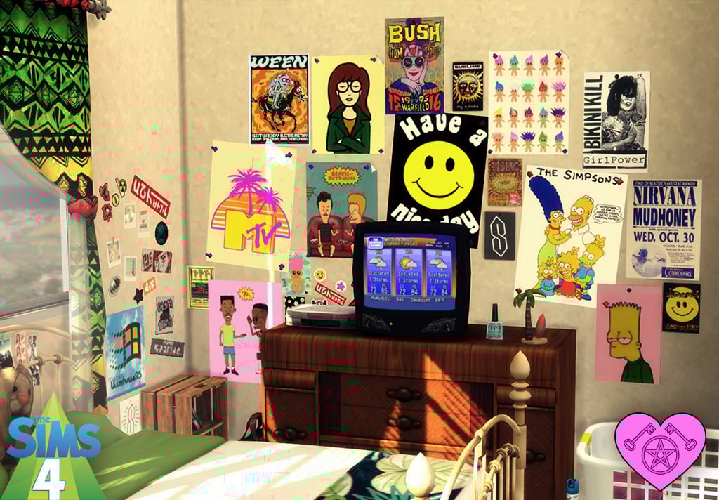 The Sims 4 Nostalgic Build CC: 40 of The Best 90s Sets for Retro Homes 44 90sPostersDecor1